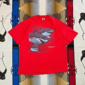 Vintage 90s Great White Shark Aquarium Double Sided T-Shirt 2XL Single Stitch